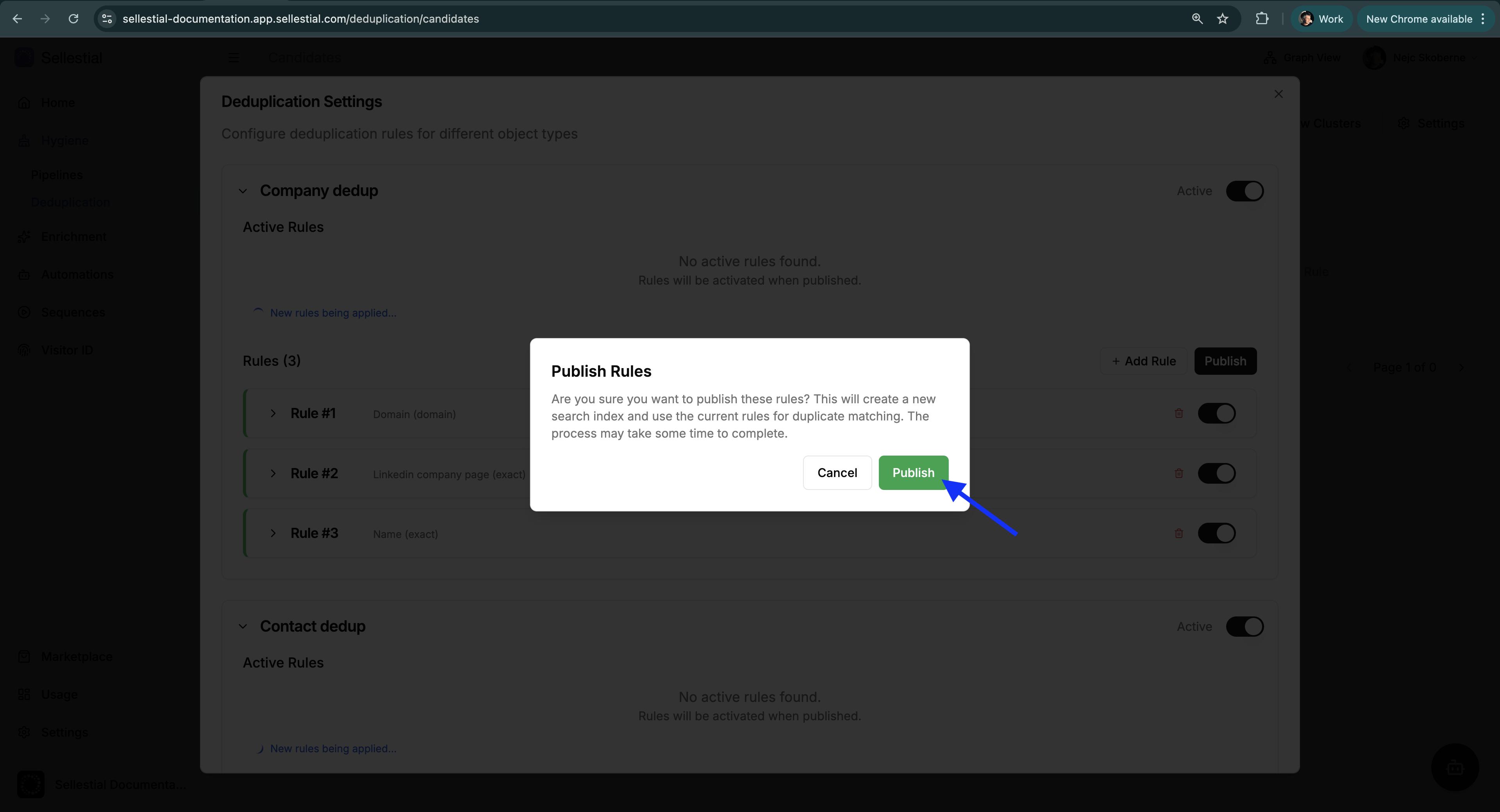 Publish Rules Confirmation