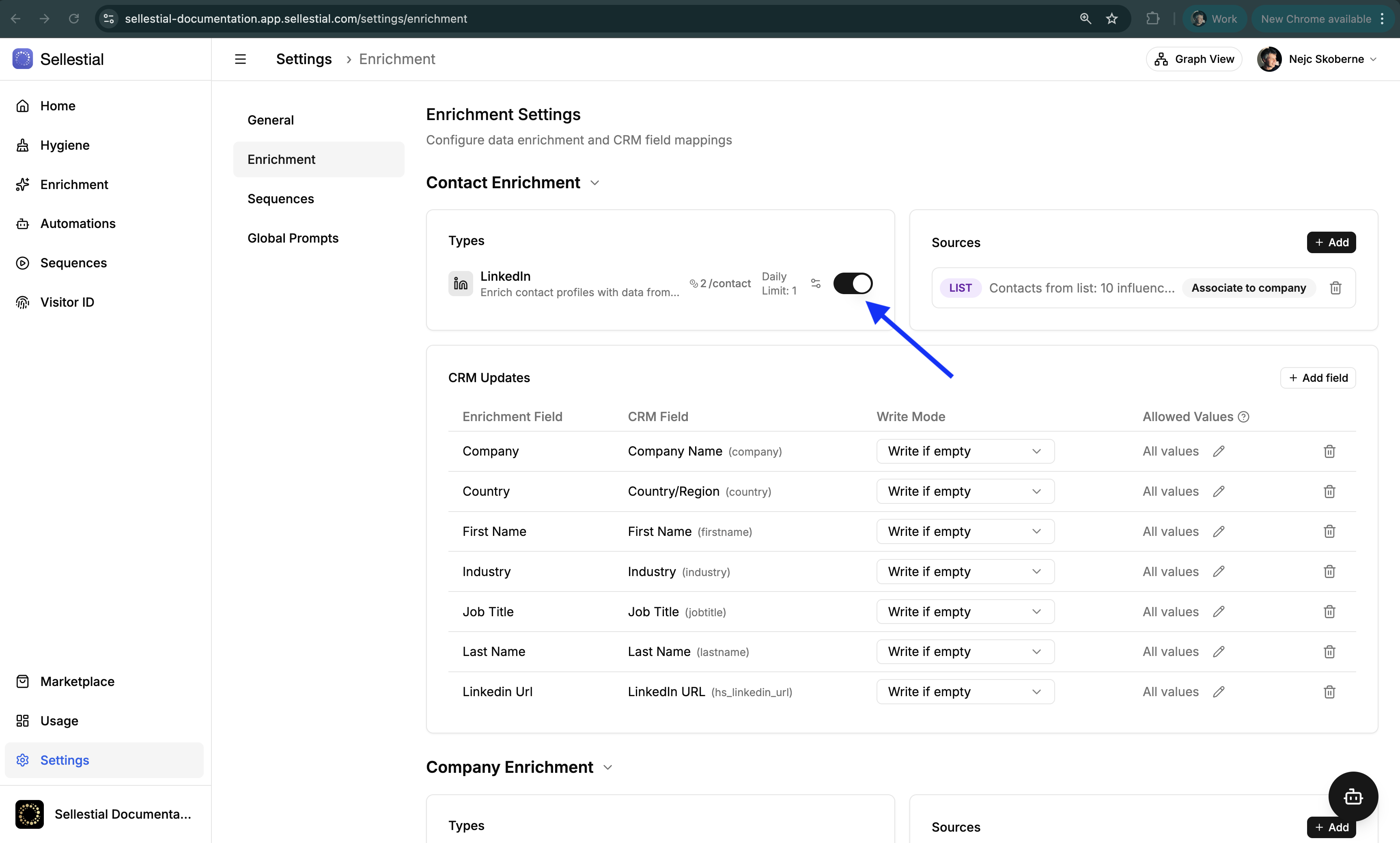 Enable Enrichment Type